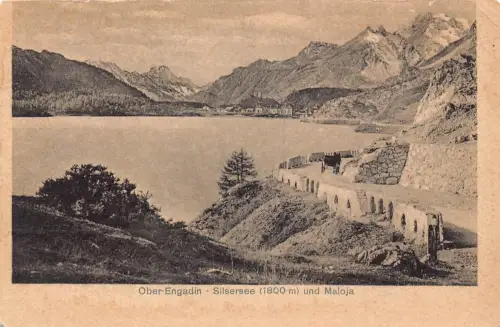Schweiz Ober Engadin Silsersee Malojasee Vintage Postkarte