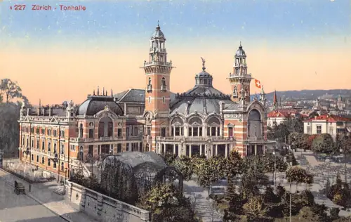 Schweiz Zuerich Tonhalle Vintage Postkarte
