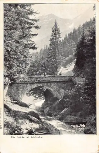 Schweiz Alte Brücke bei Adelbodenbrücke Vintage Postkarte