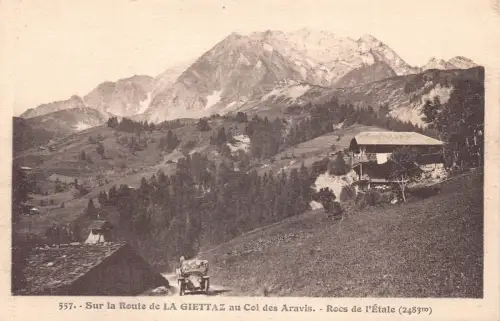 Frankreich Route de Giettaz Col des Aravis Rocs de l'Etale Gebirgsauto Postkarte