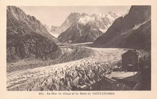 Frankreich Mer de Glace et Gare de Montanvers Berg Vintage Postkarte