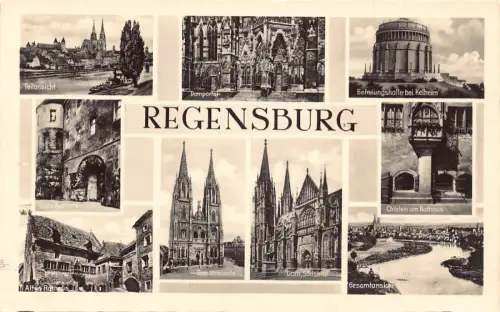 L322 Deutschland Regensburg Teilansicht Dom Altes Rathaus Befreiung AK