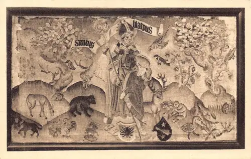 L323 Deutschland Kaufbeuren St. Blasiuskirche Gobelin von 1500 Vintage Postkarte