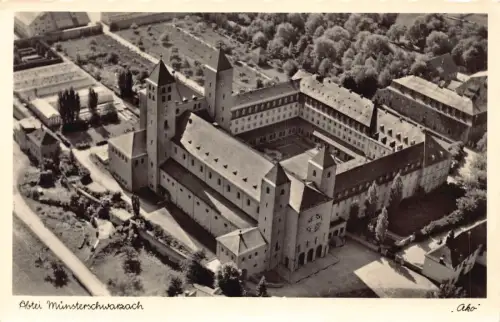 L323 Deutschland Abtei Münsterschwarzach Luftbilf RPPC Vintage Postkarte