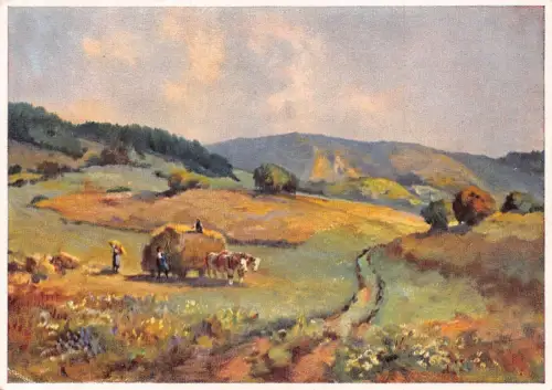 A081 Deutschland Gemälde signiert Fritz Müller Schwarzwald Schwaben Sommer Postkarte