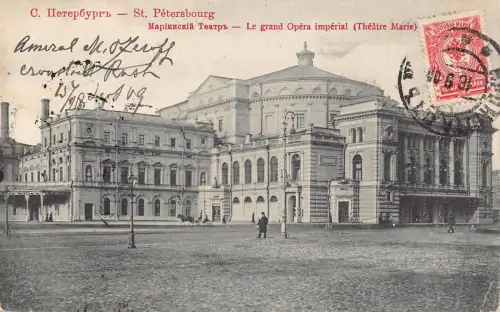 L327 Russland 1909 St. Petersburg Kaiserliche Oper Vintage Postkarte