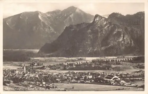A076 Deutschland 1934 Oberammergau Totalansicht Kofel und Nothkarspitze AK