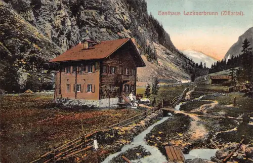 A075 Österreich Gasthaus Lacknerbrunn Zillertaler Hüttenberge Vintage AK