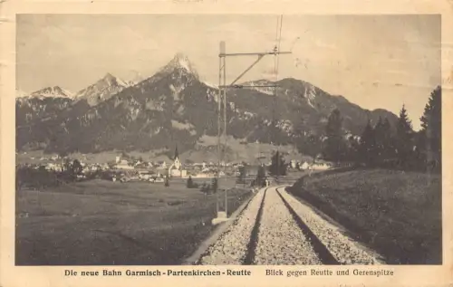 A077 Deutschland 1921 Eisenbahn Garmisch Partenkirchen Strecke Drahtmasten Postkarte