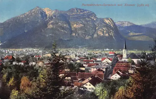 A078 Deutschland Partenkirchen Garmisch mit Kramer Totalansicht Vintage AK
