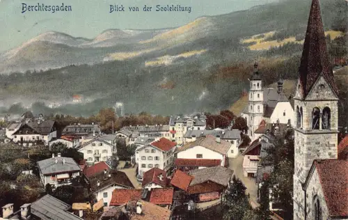 A077 Deutschland 1910 Berchtesgaden Blick Von der Sooleleitung Vintage Postkarte