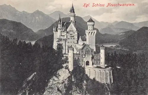 A075 Deutschland Schloss Schloss Neuschwanstein Vintage Postkarte