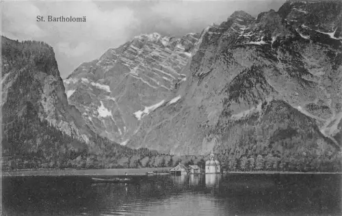 A075 Deutschland St. Bartholomae See Berge Vintage Postkarte
