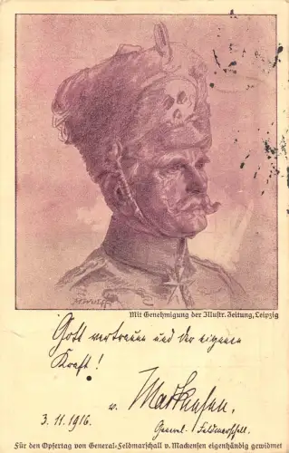 L074 Deutsches Königtum von Mackensen Totenkopf 1917 Vintage Postkarte