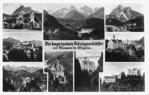 L319 Deutschland Bayr Königschlösser mit Füssen im Allgäu Schlösser AK