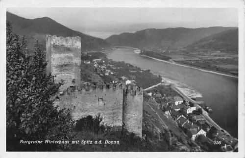 L319 Deutschland Burgruine Hinterhaus mit Spitz a d Donau Zitadelle RPPC Postkarte