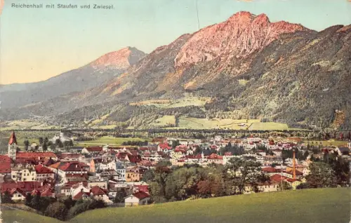 L319 Deutschland 1910 Reichenhall mit Staufen und Zwiesel Berg Vintage Postkarte