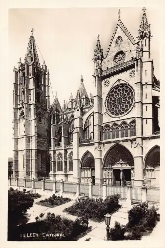 Spanien Leon Kathedrale Vintage Postkarte