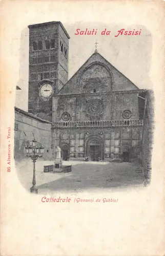 Italien Saluti da Assisi Cattedrale Kirche Vintage Postkarte