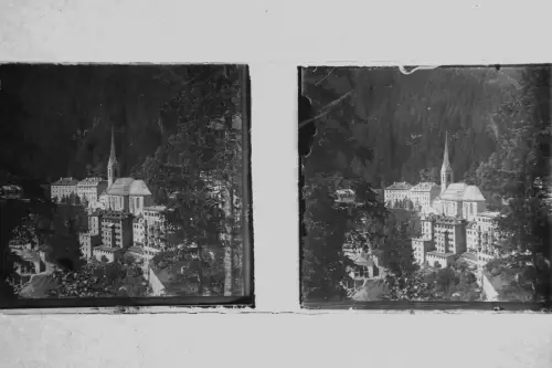 Antik Foto negativ Glasplatte Österreich Bad Gastein Panorama um 1905