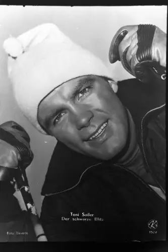 Vintage Glasnegativ Platte Glassnegative Toni Sailer "Der schwarze Blitz"