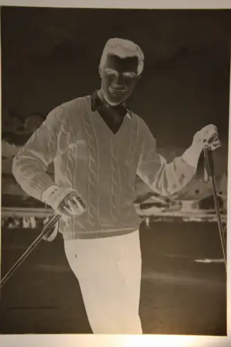 Vintage Glasnegativ Platte Glassnegative Toni Sailer Austrian Alpin Skier