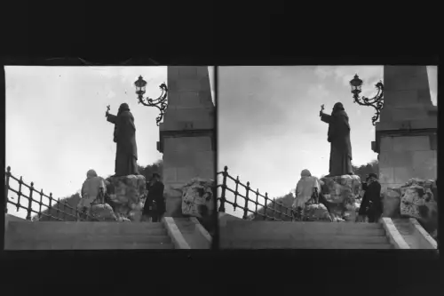 Antique Glass negative Stereo St. Gellert Monument, Budapest, Hungary  1900s