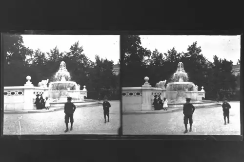 Antique Glass negative Stereo Wittelsbacher Fountain, Berlin, Germany  1900s