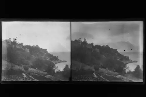 Antique Glass negative Stereo Coast, Lake Garda, Italy 1900s