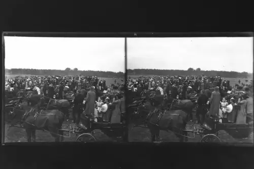 Antique Glass negative Stereo horse-drawn carriage procession, Germany 1900s