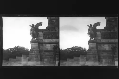 Antique Glass negative Stereo The Niederwald  Monument Rüdesheim Germany 1900s
