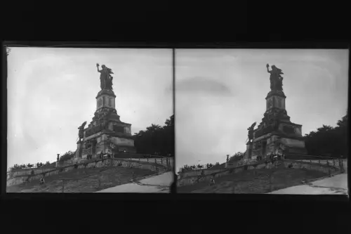 Antique Glass negative Stereo The Niederwald  Monument Rüdesheim Germany 1900s