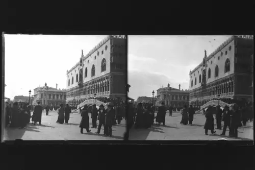 Antique Glass negative Stereo Italy, Venice, Doge's Palace St. Mark's 1900s