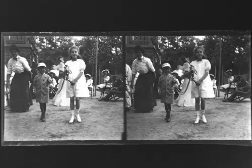 Antique Glass negative Stereo Garden Party, Hungary, hungarian life   1900s