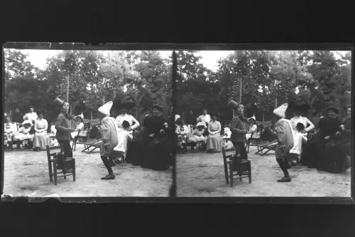 Antique Glass negative Stereo Garden Party, Budapest, Hungary  1900s