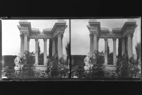 Antique Glass negative Stereo Greek columns 1900s