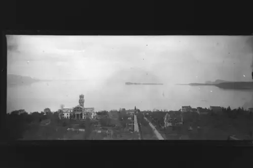 Antique Glass negative Stereo Italy,  Lake Garda   1900s