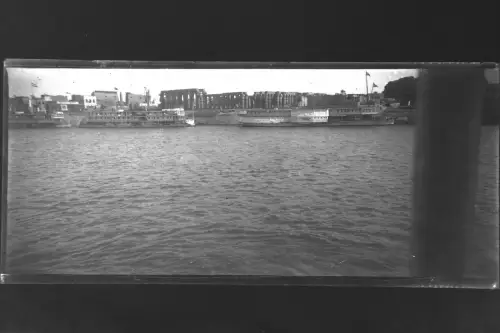Antique Glass negative Stereo Egypt, Luxor, Port, Ships   1900s