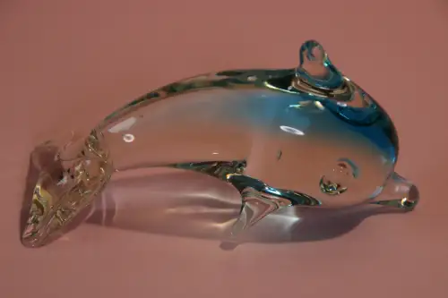 Vintage Murano Glas Fisch gebogen Delfin babyblau Ton