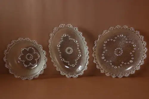 Masserini Barocco Italian Plate & Bowl Vintage Ice Bark Bubble Bead Glass Rar...
