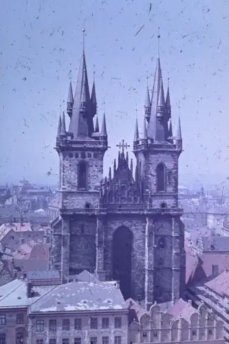 Original DIA Film Slide 35mm Teynkirche Prague Old Church of Hussites '60s B2R78