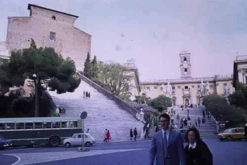 Original DIA Film Slide 35mm Rome in the 70s Street Scene  O1