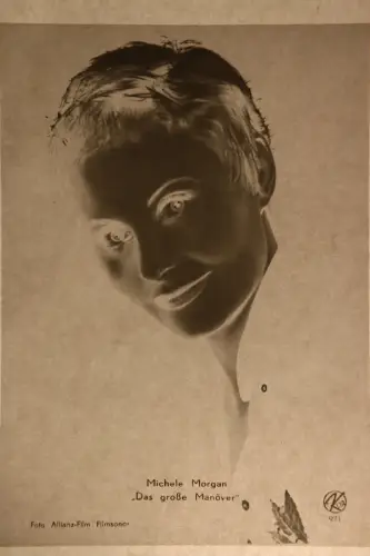 Vintage Glasnegativ Platte  Glassnegative Michele Morgan "Das grosse Manöver"