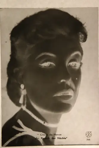 Vintage Glasnegativ Platte  Glassnegative Gloria de Haven "Im Rausch der Nächte"