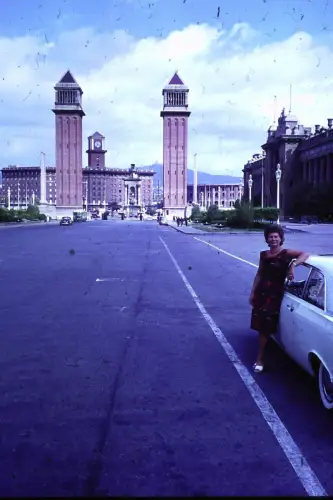 Original DIA Film Slide 35mm Torres Venecianes Barcelona Spain  '64  B3L20