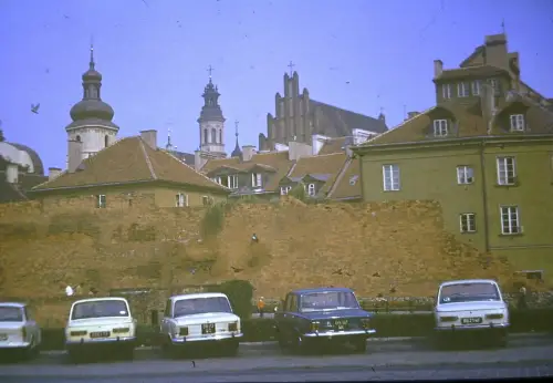Orig DIA Film Slide Poland Warsawa Old Town Strassenszene '70s B11/3/33