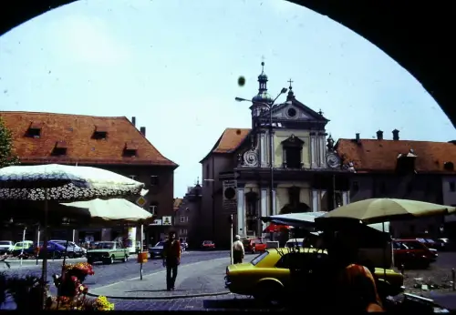 Orig DIA Film Slide Ulm Innenstadt Strassenszene '70s B11/4/6
