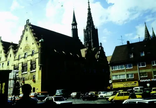 Orig DIA Film Slide Ulm Innenstadt Strassenszene '70s B11/4/7