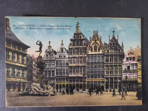 AK Postcard CPA Belgien Antwerpen Guilds Huizen, Groote Market 1928
