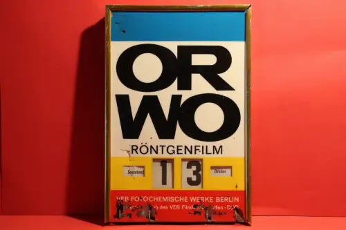 Vintage DDR ORWO Röntgenfilm Drehkalender ewiger Kalender VEB Fotochemische
